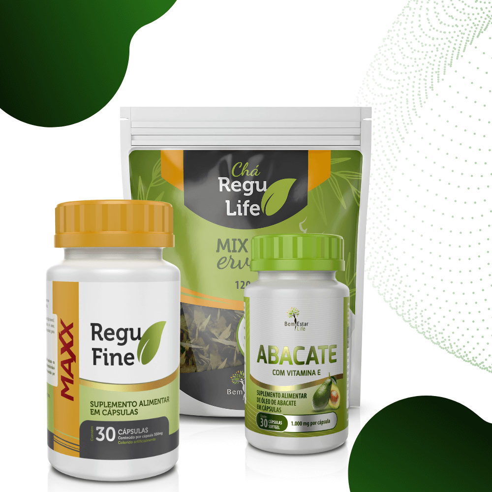 REGU FINE MAXX + CHÁ REGU LIFE e SUPLEMENTO DE ABACATE